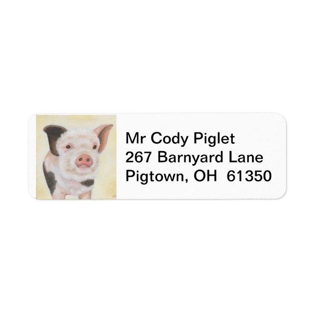 Cody the Piglet return address label (Front)