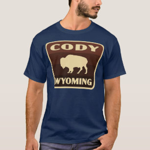 Cody Wyoming Retro Buffalo Badge Brown T-Shirt