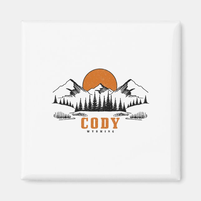 Cody Wyoming Vintage Mountains Usa America Souveni Magnet (Front)