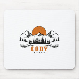 Cody Wyoming Vintage Mountains Usa America Souveni Mouse Pad