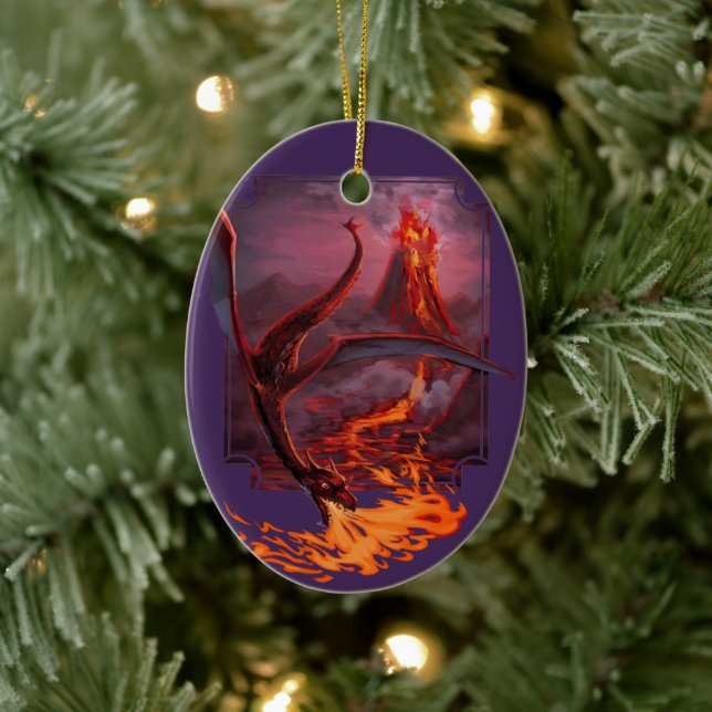 Cody's Lava Dragon Ceramic Ornament (Tree)