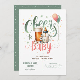 COED Baby Brewing Beers Bottles Cheers Wildflowers Invitation