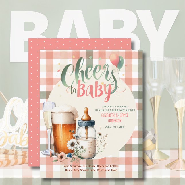 COED Bubbles Brews Bottles Sage Peach Gingham Baby (Creator Uploaded)