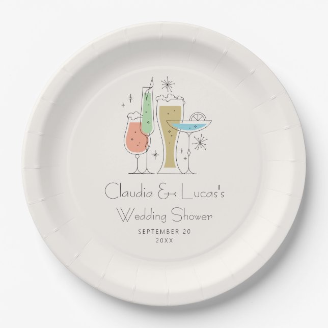 Coed Couples Wedding Shower Paper Plate (Front)