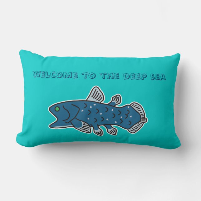 Coelacanth Pillow "WELCOME TO THE DEEP SEA" (Front)