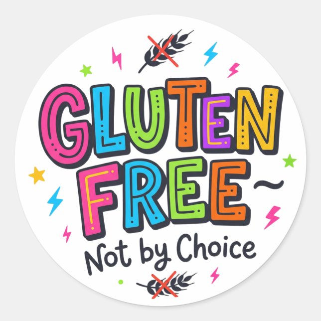 Coeliac Awareness Gluten Free Not By Choice Colour Classic Round Sticker (Front)