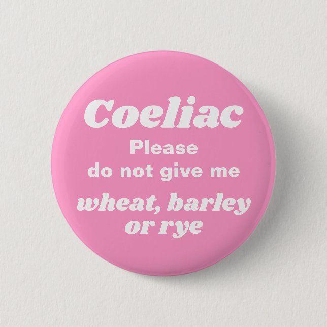 Coeliac Warning Cute Pink 6 Cm Round Badge (Front)