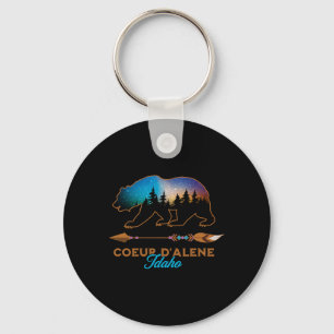 Coeur D'alene Idaho Bear Starry Night Travel Souve Key Ring