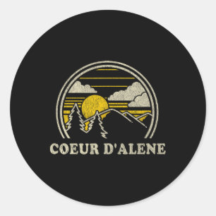 Coeur D'alene Idaho Id T Shirt Vintage Hiking Moun Classic Round Sticker