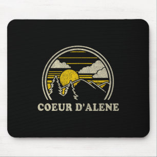Coeur D'alene Idaho Id T Shirt Vintage Hiking Moun Mouse Pad