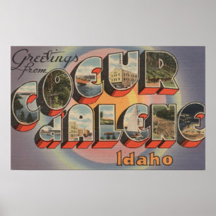 Coeur d'Alene, Idaho - Large Letter Scenes Poster