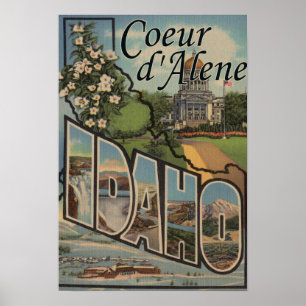 Coeur d'Alene, Idaho - Large Letter Scenes Poster