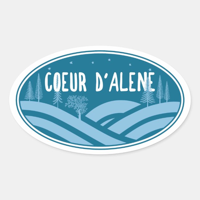 Coeur d'Alene Idaho Outdoors Oval Sticker (Front)