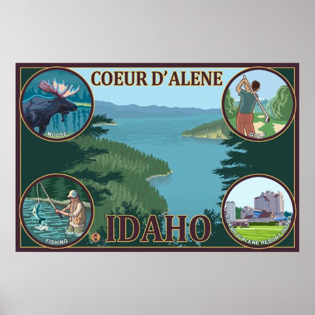 Coeur D'Alene, IdahoScenic Travel Poster (Front)