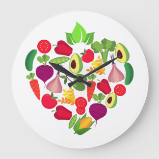 Coeur Fruits et légumes" Large Clock