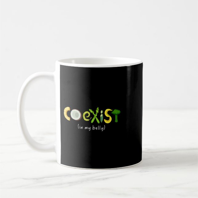 Coexist Vegetable Broccoli Parody Funny Vegan Appa Coffee Mug (Left)