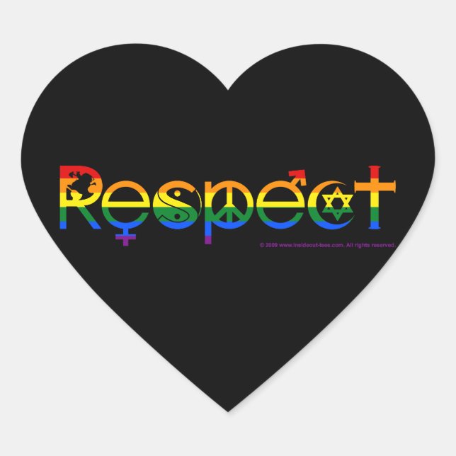 Coexist with Respect Gay Pride Heart Sticker (Front)