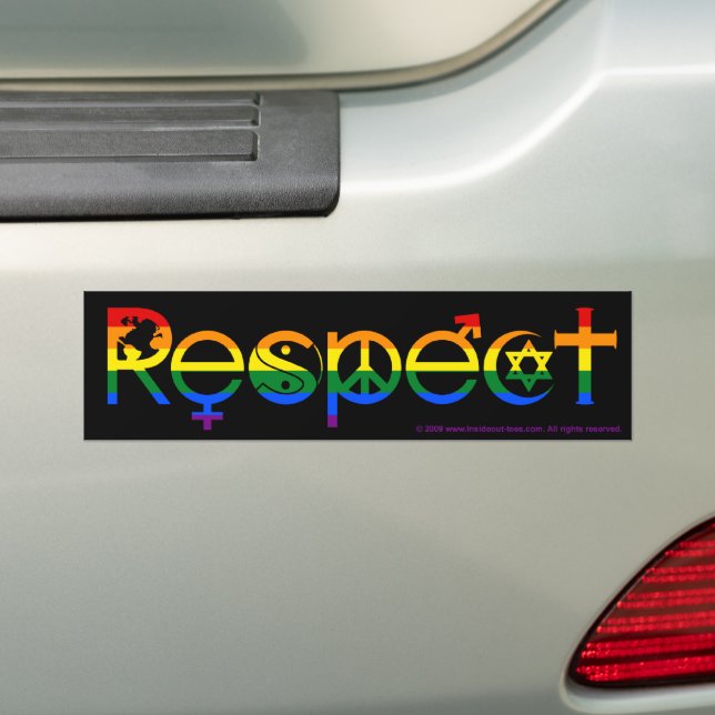 Coexist with Respect Gay Pride Rainbow Flag Bumper Sticker (On Car)