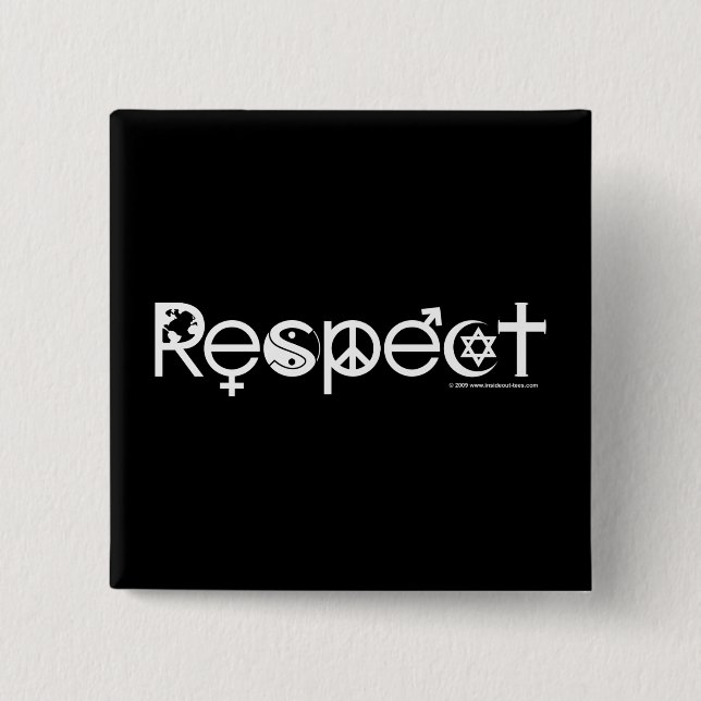 Coexist with Respect - Peace Kindness & Tolerance 15 Cm Square Badge (Front)