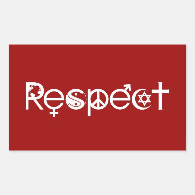 Coexist with Respect - Peace Kindness & Tolerance Rectangular Sticker (Front)