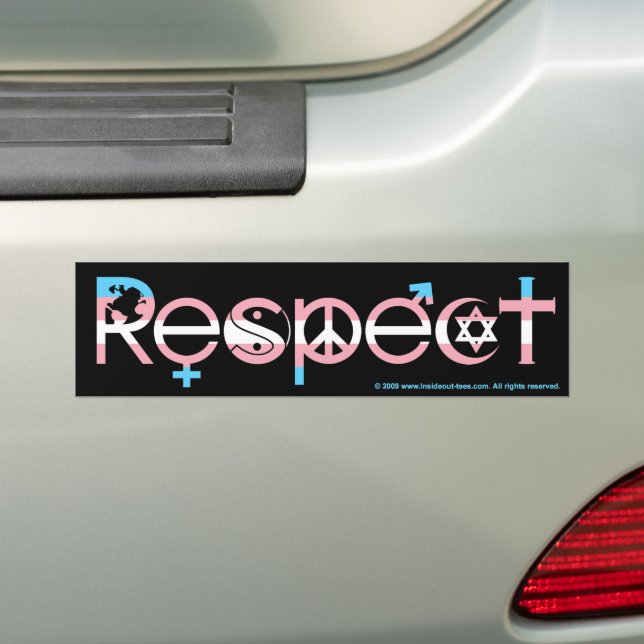 Coexist with Respect Transgender Pride Bumper Sticker (On Car)