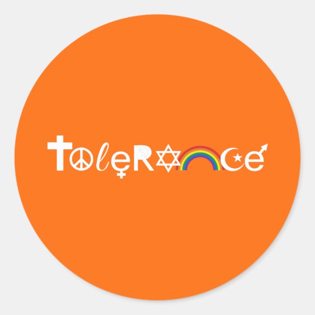 COEXIST WITH TOLERANCE CLASSIC ROUND STICKER (Front)