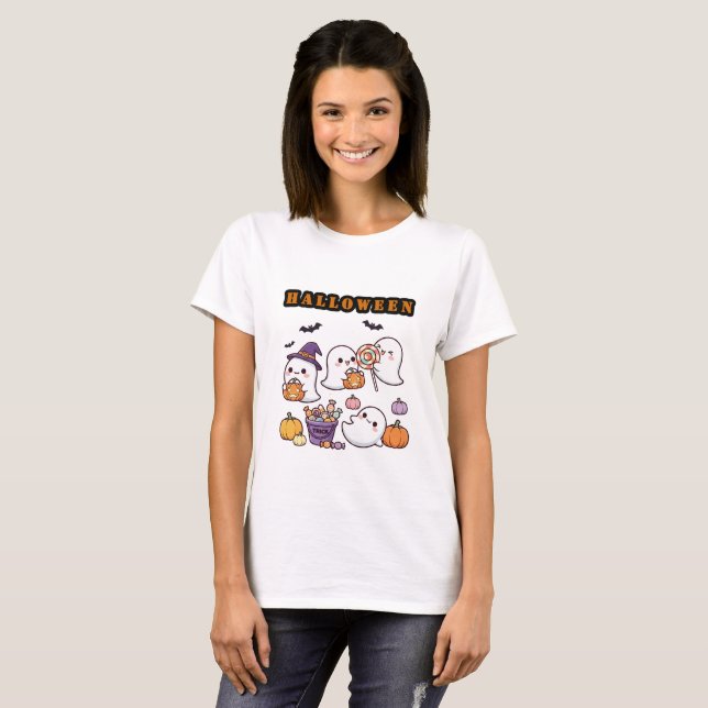 "Cofero-Boo! Fantasmitas Dulces & Calabazas T-Shirt (Front Full)