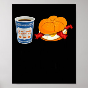 Coffe And Hamburger Bacon Egg Ny Retro Vintage Gra Poster