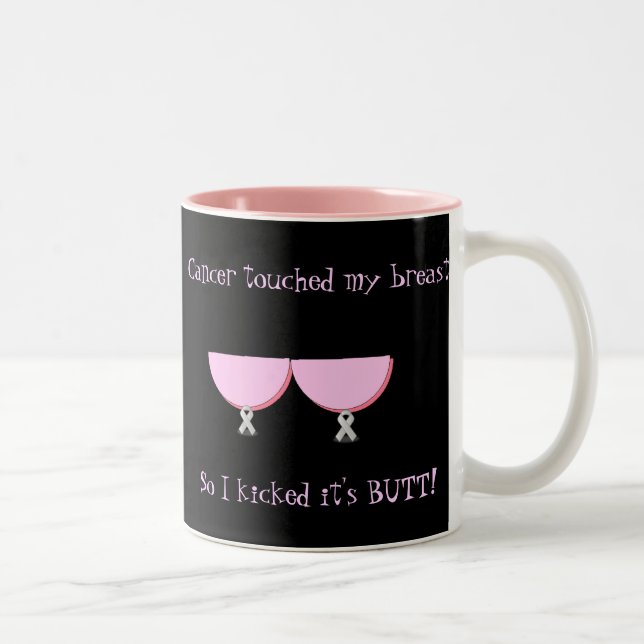 Coffe Mug-Cancer touched my breasts..... Two-Tone Coffee Mug (Right)