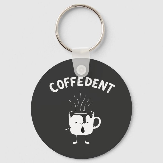 Coffedent Funny Kawaii Caffeine Cup Lovers  Key Ring (Front)