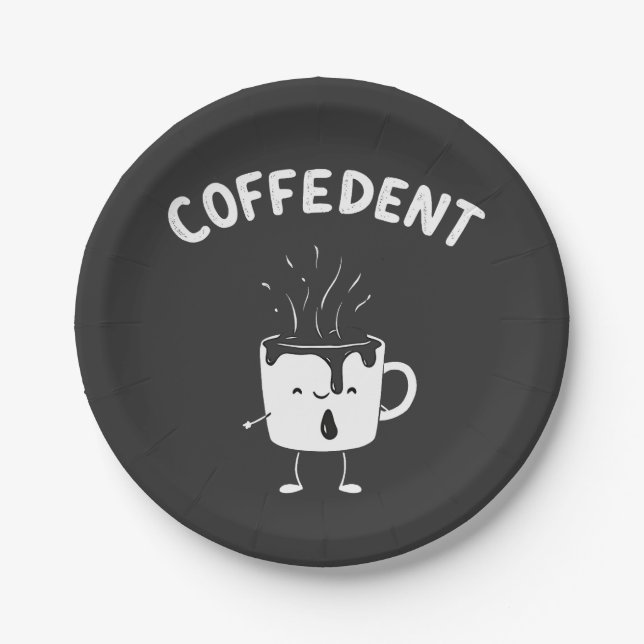 Coffedent Funny Kawaii Caffeine Cup Lovers  Paper Plate (Front)