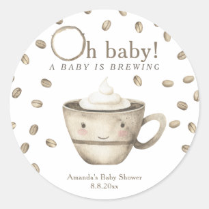 Coffee A baby is brewing Baby shower  Classic Round Sticker