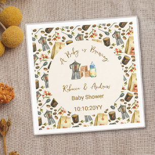 Coffee A Baby is Brewing Baby Shower  Napkin