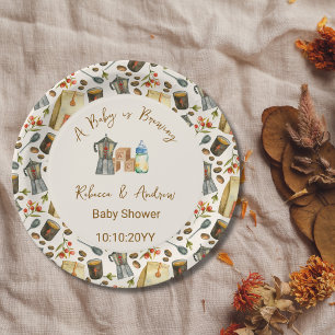 Coffee A Baby is Brewing Baby Shower  Paper Plate