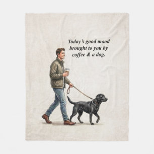 Coffee & a Black Lab Make Today Better Fleece Blanket