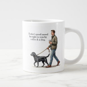 Coffee & a Black Lab Start the Day Right Large Coffee Mug