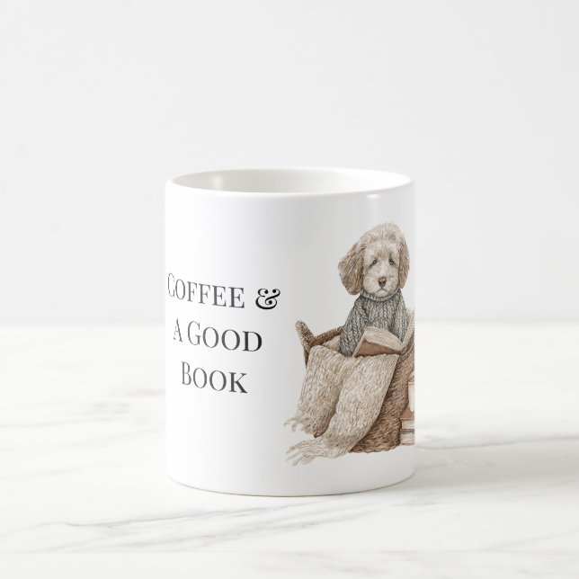 Coffee & A Good Book Dog Basket Mug (Center)