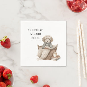 Coffee & A Good Book Dog Basket Napkin