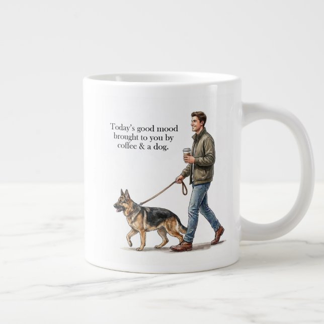 Coffee & a Shepherd Start the Day Right Large Coffee Mug (Right)