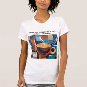 Coffee abstract coffee art print on white t-shirt