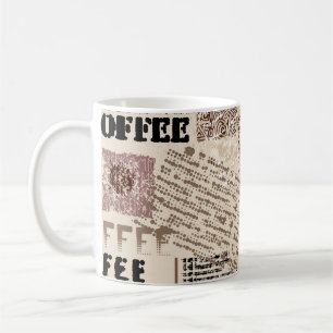 Coffee. Abstract coffee pattern on brown backgroun Mug