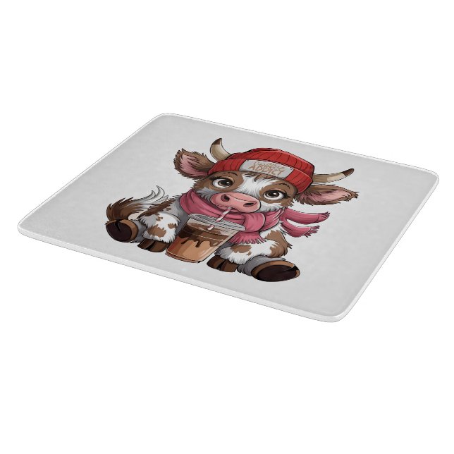 Coffee Addict Cow Cutting Board (Corner)