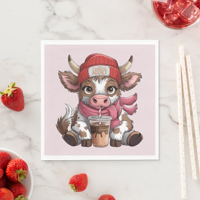 Coffee Addict Cow Napkin (Insitu)
