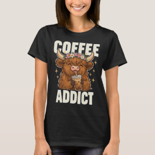 Coffee Addict Highland Cow T-Shirt