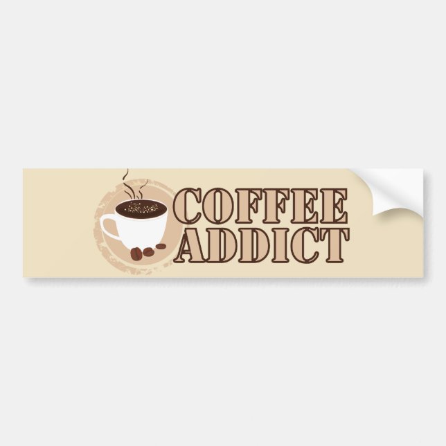 Coffee Addict Mug and Beans Bumper Sticker (Front)