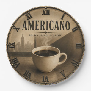 Coffee Americano Vintage Paper Plate