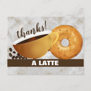 Coffee and Bagel   Thank You Postcard