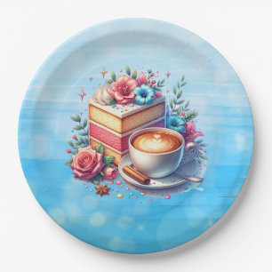 Coffee and Birthday Cake Personalised Paper Plate