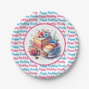 Coffee and Birthday Cake Personalised Paper Plate