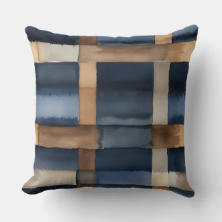 Coffee and Blue abstract Cushion
